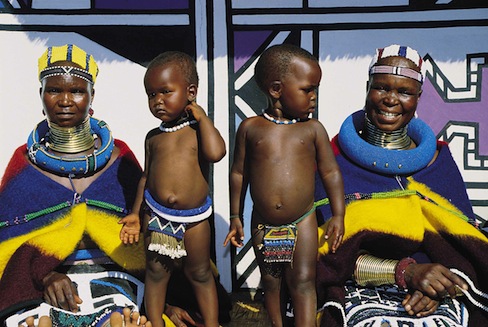 Women and kids of the Ndebele people