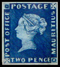 blue mauritius stamp blue mauritius stamp