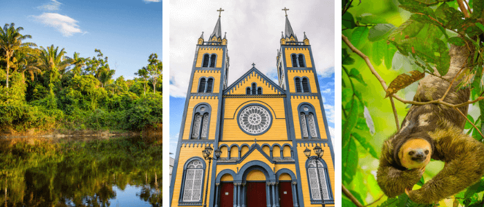 Suriname images: Suriname River by Marcel Bakker, Paramaribo cathedral by Anton Ivanov and Sloth/all by shutterstock.com Suriname images: Suriname River by Marcel Bakker, Paramaribo cathedral by Anton Ivanov and Sloth/all by shutterstock.com