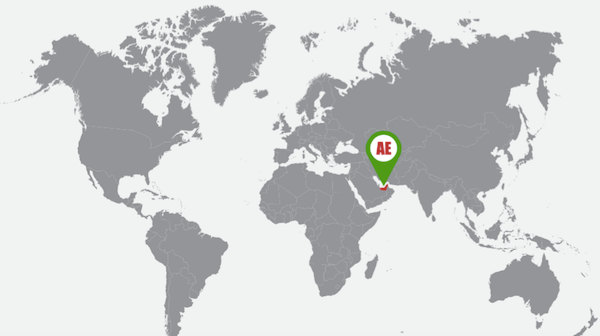 UAE on a world map UAE Facts location - image by shutter stock.com